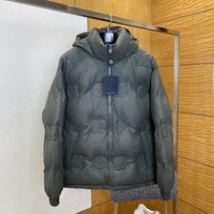 Designer Super Clone Louis Vuitton Down Jacket Green Duck Nylon Fabric Winter Drawstring Adjustment