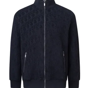 High Quality AAA Dior Coat Black Fleece Jacquard Embroidery Patch Patchwork