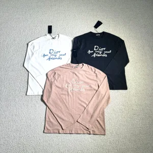 Reps Dior Long-Sleeved Shirts Red Cotton Bamboo Embroidery