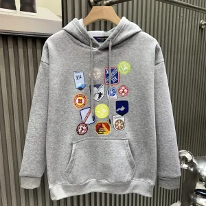 AAA Louis Vuitton Hoodie Red Cotton Fleece Sophistication Winter Patch