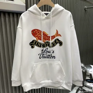 AAA Louis Vuitton Hoodie Ash Cotton Velvet Relaxed Fit Minimalist Style Spring Summer