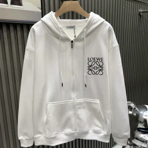 High Quality Luxury Loewe Hoodie Ash Cotton Fleece Autumn Winter