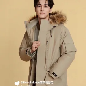 Luxury New Balance Outerwear Red Duck Down Winter Slim Fit Embroidery