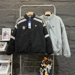 Super Clone Adidas Cotton-Padded Coat Blue Cotton Double-Sided Polyester Fiber Autumn Winter And