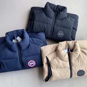Super Clone Canada Goose Vest Red Duck Down Nylon Suede Lace Spring Autumn Winter Zippered Pocket
