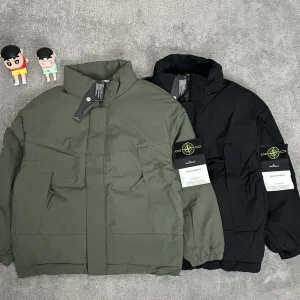 Reps Super Clone Stone Island Outerwear Red Cotton Thick High-Density Fabric Exquisite Workmanship Street Style Winter