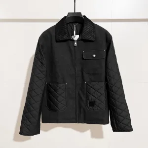 Reps Luxury Louis Vuitton Coat Black Cotton Ribbed Fabric