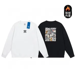 Designer Adidas Sweatshirt Black Cotton Fleece