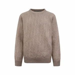 Luxury Dior Sweater Ash Cotton Wool Jacquard Pattern