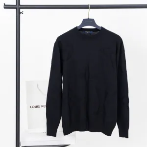 Designer Louis Vuitton Sweater Black Cotton Pure Jacquard Sophistication