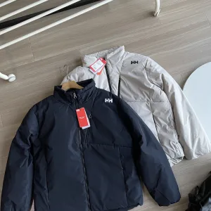 High Quality Helly Hansen Coat Red Goose Down Zippered Pocket Windproof Cuffs