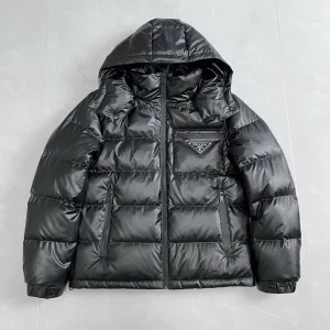 Luxury High Quality Prada Down Jacket Red Genuine Leather