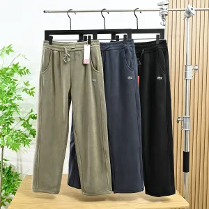 AAA High Quality Lacoste Sweatpants Red Cotton Fleece Fabric Visually Slimming Autumn Winter