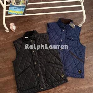 Luxury Reps Ralph Lauren Sleeveless Red Cotton Down Polyester Nylon Fiber Fleece Lace Corduroy Quick-Drying Autumn Winter Warm Metal Keyhole Resin Buttons Patch