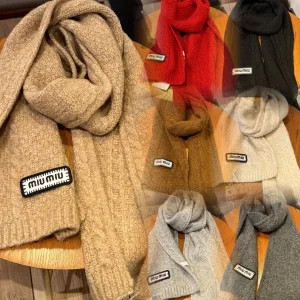 Designer Miu Scarf Wool