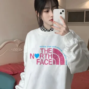 AAA The North Face Hoodies Pink Cotton Pure Fleece Easy To Match