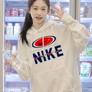 Reps Super Clone Nike Hoodie Red Cotton Pure Fleece Ribbed Fabric Winter