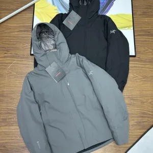 Designer Archaeopteryx Coat Ash Cotton Down Microfiber Winter Embroidery Windproof Cuffs