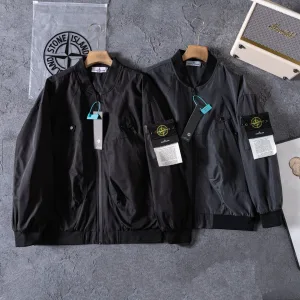 Reps Stone Island Jacket Red Nylon Twill Ribbed Fabric Spring Autumn