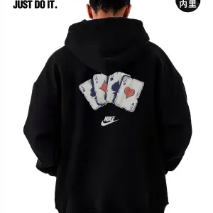 AAA High Quality Nike Hoodie Red Cotton Fleece Sturdy And Durable