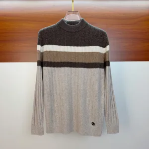 Luxury Zegna Sweater Ash Wool Blend Jacquard Autumn Winter