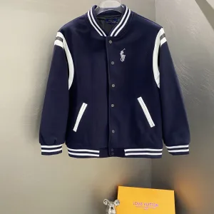 Super Clone Ralph Lauren Jacket Blue Wool Embroidery