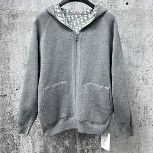 Designer Luxury Dior Outerwear Blue Cotton Pure Wool Cashmere Velvet Jacquard High-Quality Materials