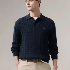 Super Clone Haggis Sweater Red Cotton Cable Knit Autumn Winter And
