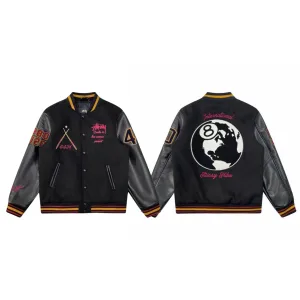 Reps Stussy Jacket Ash Eva Wool Blend Streetwear Exquisite Tailoring Embroidery Patch