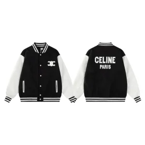 Designer Celine Outerwear Ash Wool Blend Exquisite Tailoring Patch