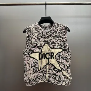 High Quality Reps Dior Vest Pink Cashmere Exquisite Workmanship Autumn Winter And Color Blocking