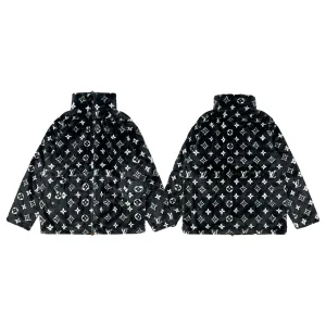 Luxury Louis Vuitton Coats Ash Cotton Wool Lambswool Rabbit Fur Polyester Relaxed Silhouette