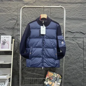 Designer High Quality Monk Outerwear Blue Duck Down Sophistication Patch