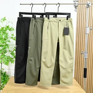 High Quality Archaeopteryx Casual Trousers Red Fleece Waterproof Design Suitable For All Body Types Simple Autumn Winter Side Pockets