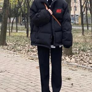 Reps Nike Cotton-Padded Coat Black Cotton Down Winter