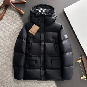 Super Clone Burberry Down Jacket Red Goose Duck Nylon Premium Quality Zippered Pocket