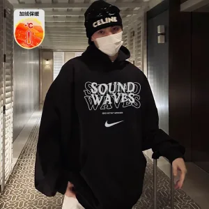 High Quality Nike Hoodie Red Cotton Fleece Sturdy And Durable