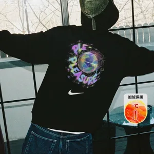 Reps Nike Hoodie Red Cotton Fleece Sturdy And Durable Iridescent Effect
