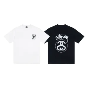 Designer Stussy Short-Sleeved Shirts Black Cotton