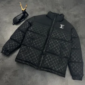 Designer Louis Vuitton Cotton-Padded Coat Red Cotton Down Jacquard Street Style Winter Pattern