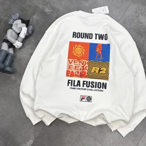 High Quality Luxury Fila Hoodie Black Fleece