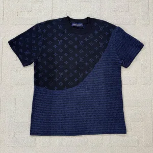 Super Clone Louis Vuitton Short-Sleeved Shirts Blue Velvet