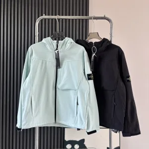 High Quality Stone Island Coat Red Fleece Urban Commuting Professional Outdoor Autumn Winter Zippered Pocket