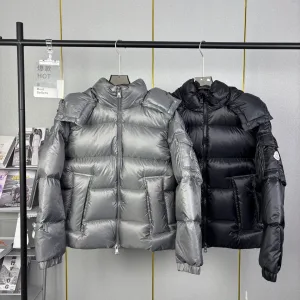 Luxury Designer Moncler Down Jacket Red Duck Autumn Winter And Glossy Fabric Side Pockets