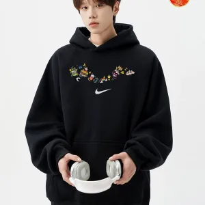 Luxury Nike Hoodie Red Cotton Rayon Fleece Lace Sturdy And Durable