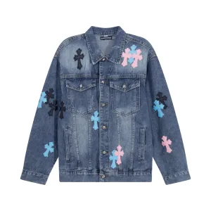 High Quality AAA Chrome Hearts Shirts Red Denim Patch