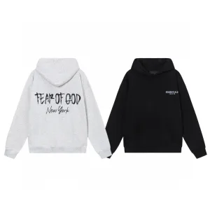 AAA Fear Of God T-Shirts Ash Cotton Pure Fleece Ribbed Fabric Flannel Streetwear