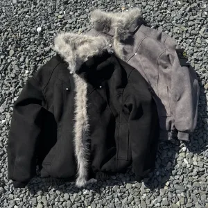 High Quality Stone Island Outerwear Brown Cotton Down Faux Mink Fur Suede Winter