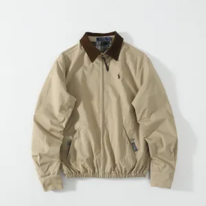 Super Clone Ralph Lauren Shirts Red Cotton Corduroy Denim Autumn Winter Mid-Autumn Embroidery