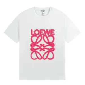 Super Clone Loewe Short-Sleeved T-Shirt Pink Rayon Embroidery